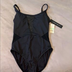 La Blanca Black Mesh Cutout One Piece Swimsuit